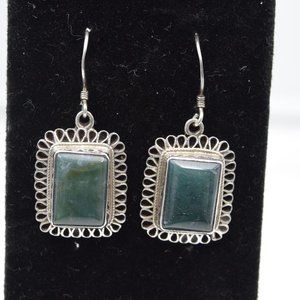 Vintage Chrysoprase & Sterling Silver Wire Earrings
